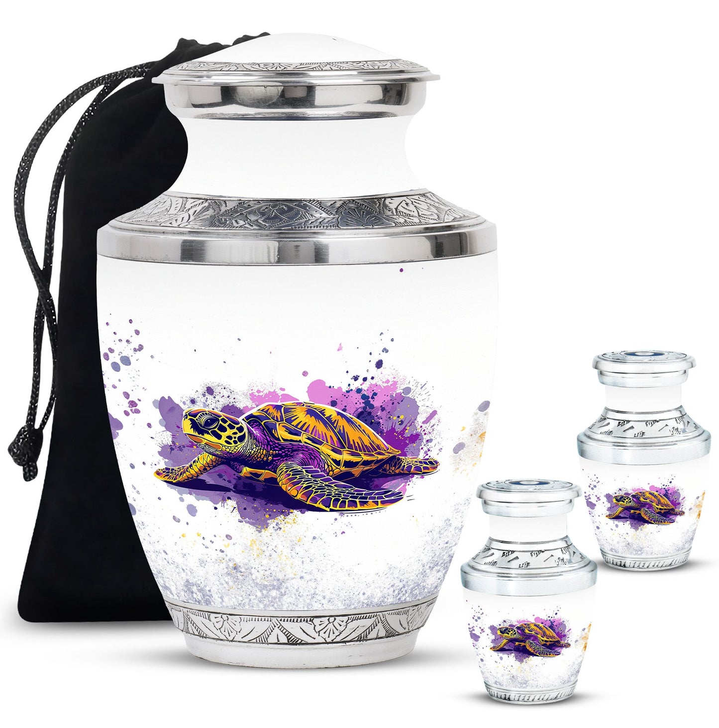 Turtle Theme Large Urn With 2 Keepsake Urn