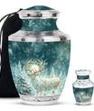 Deer Theme Large Urn With 1 Keepsake Urn