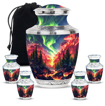 Deer Theme Large Urn With 4 Keepsake Urn