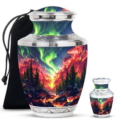 Deer Theme Large Urn With 1 Keepsake Urn