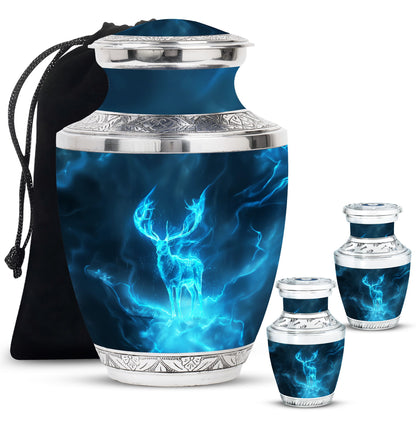 Deer Theme Large Urn With 2 Keepsake Urn
