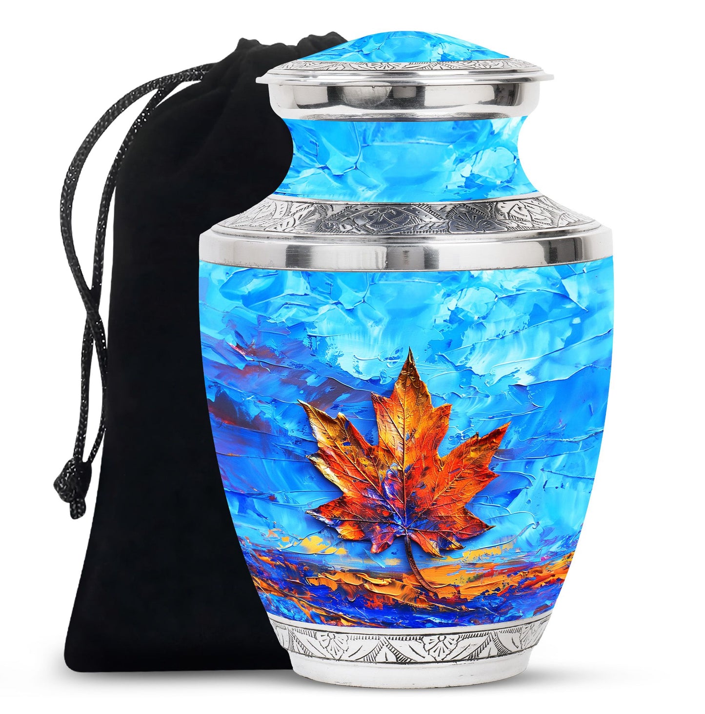 Mapple Leaf Theme Large Urn 10 Inch
