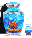 Mapple Leaf Theme Large Urn With 1 Keepsake Urn