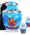 Mapple Leaf Theme Large Urn With 2 Keepsake Urn