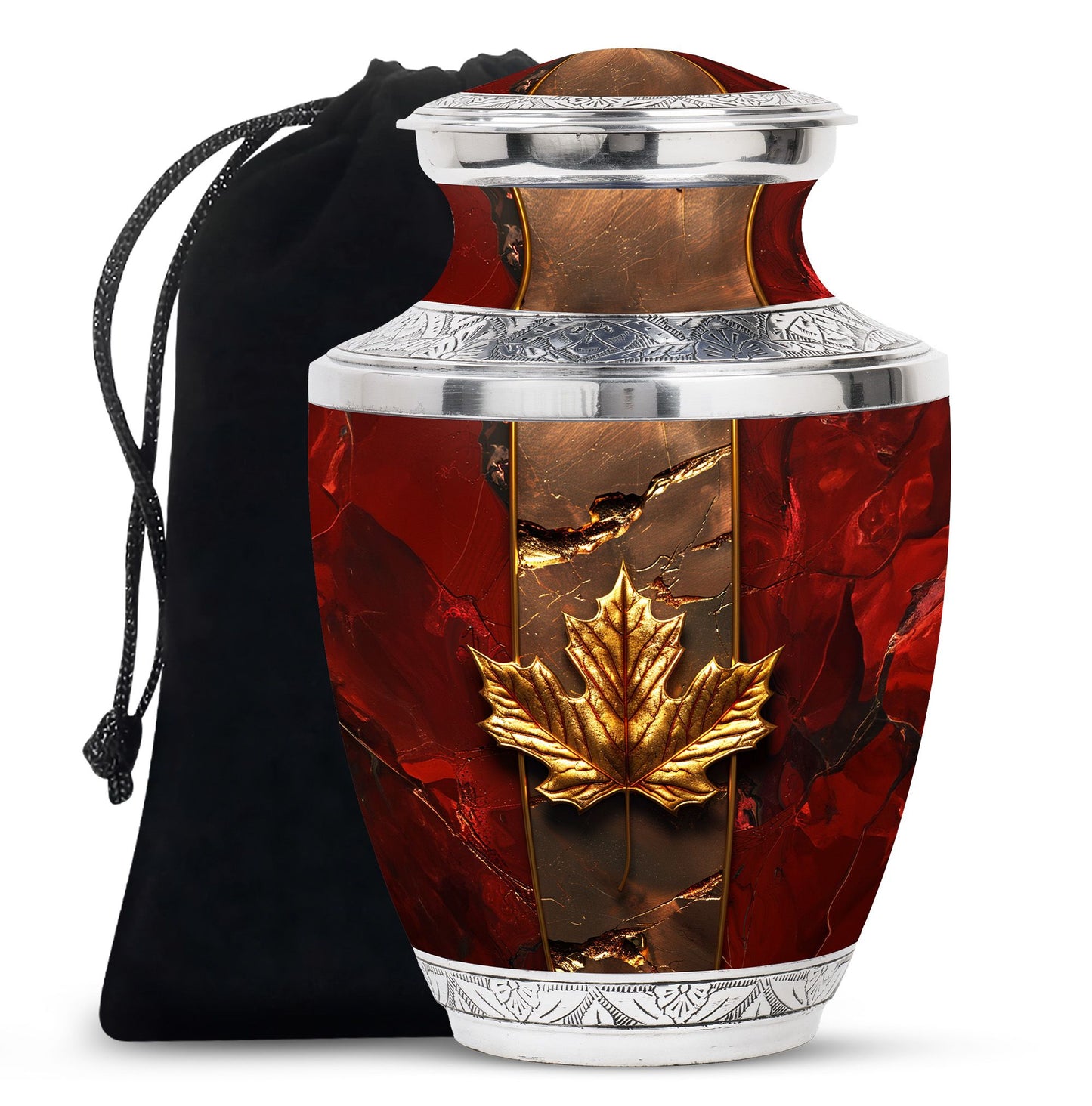 Mapple Leaf Theme Large Urn 10 Inch