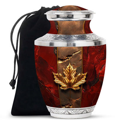 Mapple Leaf Theme Large Urn 10 Inch