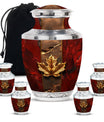 Mapple Leaf Theme Large Urn With 4 Keepsake Urn