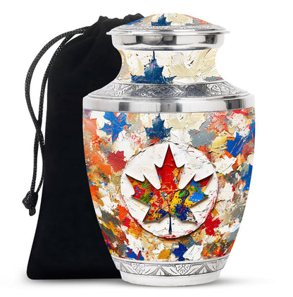 Mapple Leaf Theme Large Urn 10 Inch