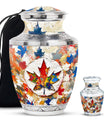 Mapple Leaf Theme Large Urn With 1 Keepsake Urn
