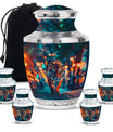 Tiger Theme Large Urn With 4 Keepsake Urn