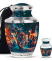 Tiger Theme Large Urn With 1 Keepsake Urn