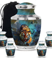 Tiger Theme Large Urn With 4 Keepsake Urn
