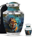 Tiger Theme Large Urn With 1 Keepsake Urn