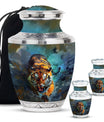 Tiger Theme Large Urn With 2 Keepsake Urn