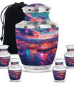 Beach Theme Large Urn With 4 Keepsake Urn