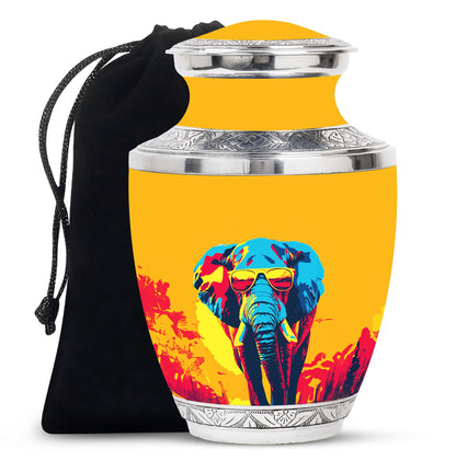 Elephant Theme Large Urn 10 Inch