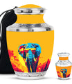 Elephant Theme Large Urn With 1 Keepsake Urn