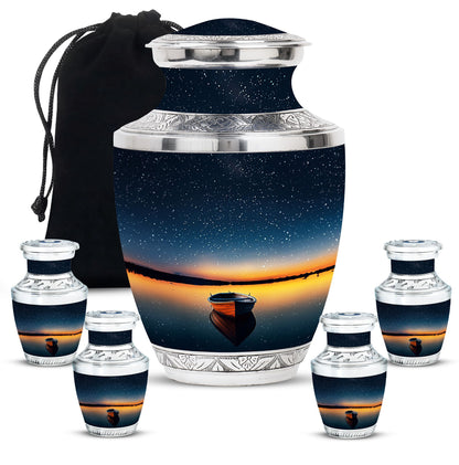 Boat Theme Large Urn With 4 Keepsake Urn