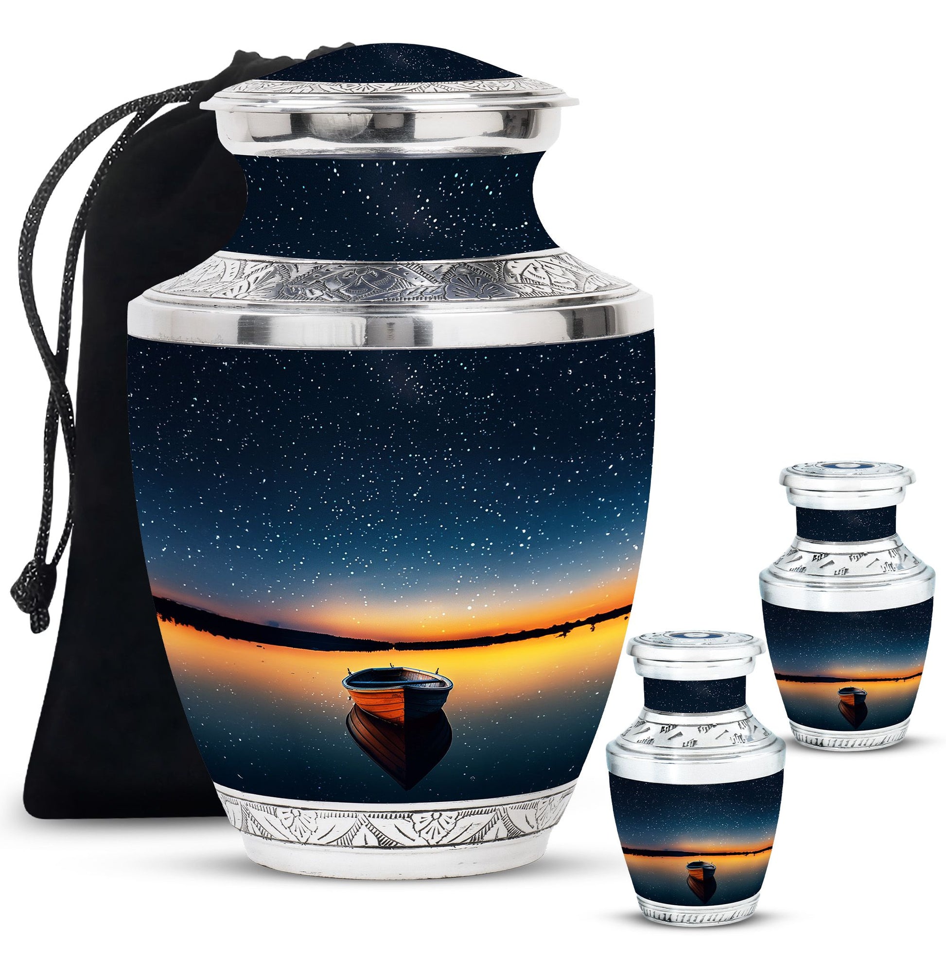 Boat Theme Large Urn With 2 Keepsake Urn