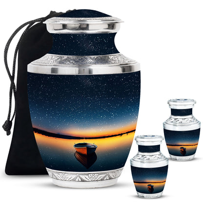 Boat Theme Large Urn With 2 Keepsake Urn