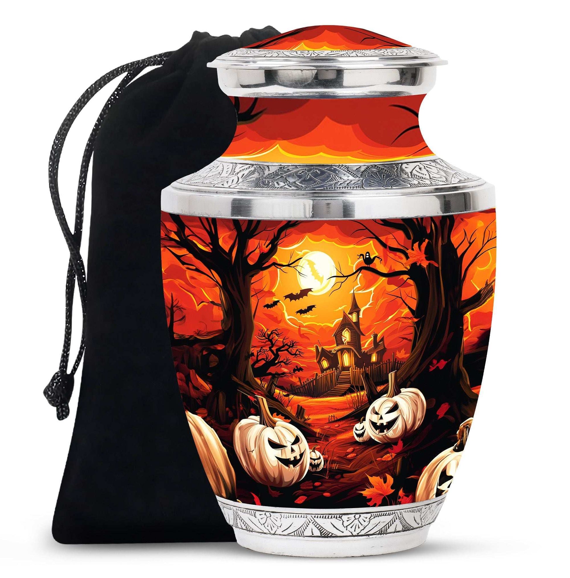 Halloween Pumpkin Urn For Men & Women – Haunted House Urn For Cremations Ashes