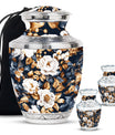 Flowers Theme Large Urn With 2 Keepsake Urn