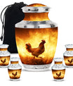 Chicken Theme Large Urn With 4 Keepsake Urn