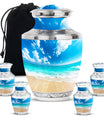 Beach Theme Large Urn With 4 Keepsake Urn