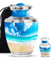 Beach Theme Large Urn With 1 Keepsake Urn