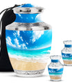 Beach Theme Large Urn With 2 Keepsake Urn
