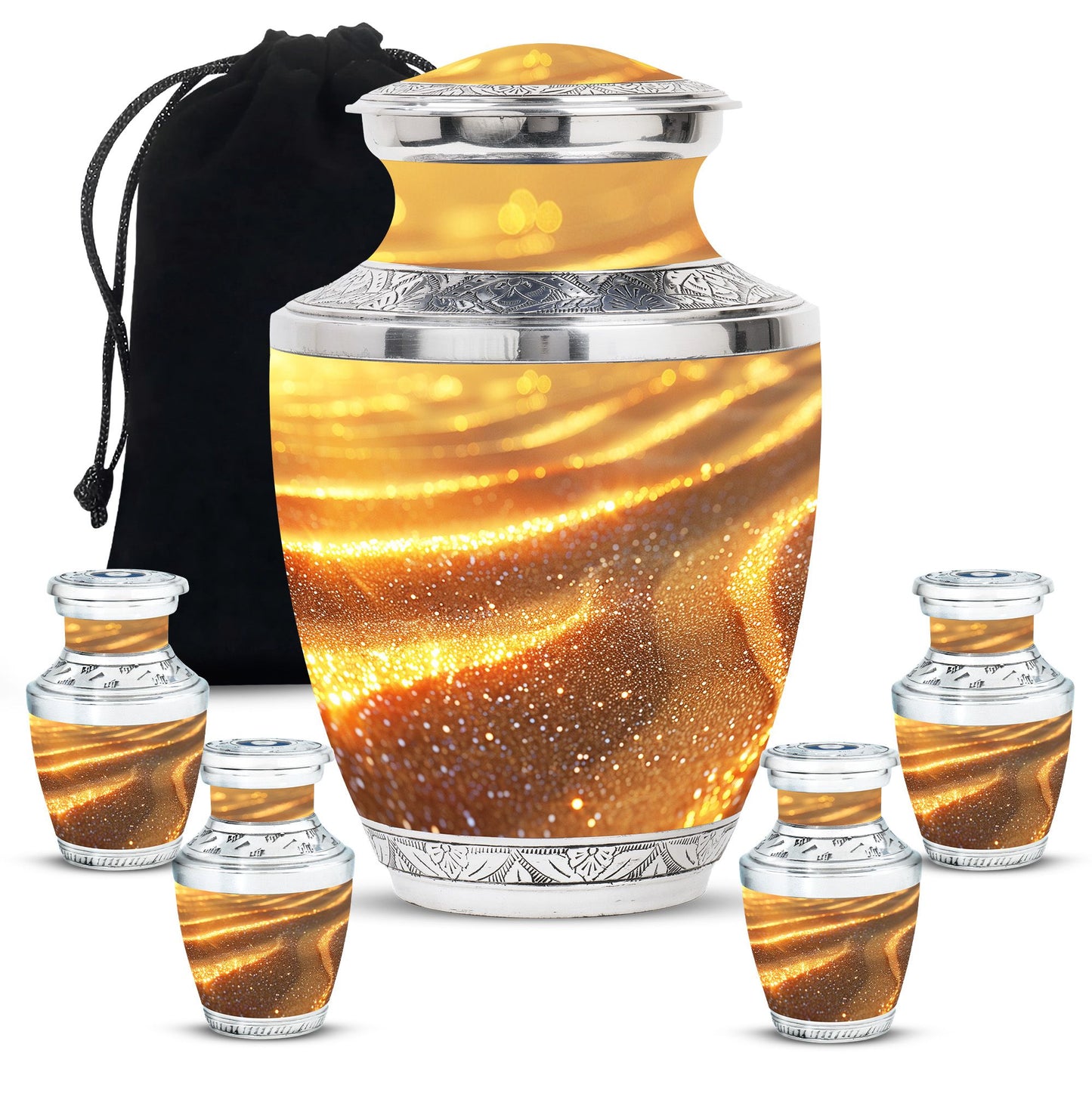 Beach Theme Large Urn With 4 Keepsake Urn