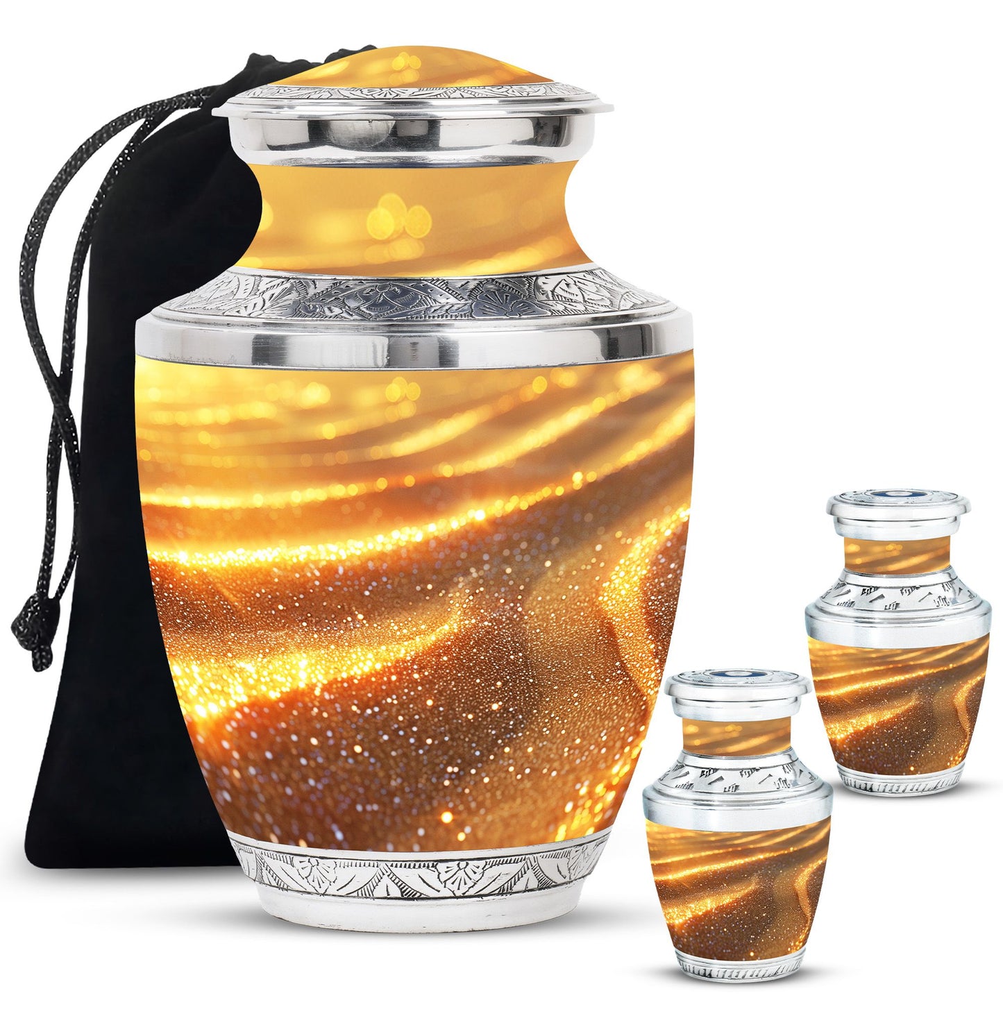 Beach Theme Large Urn With 2 Keepsake Urn