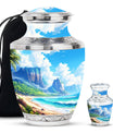 Beach Theme Large Urn With 1 Keepsake Urn
