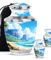 Beach Theme Large Urn With 2 Keepsake Urn