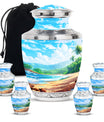 Beach Theme Large Urn With 4 Keepsake Urn