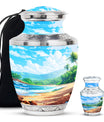 Beach Theme Large Urn With 1 Keepsake Urn
