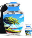 Beach Theme Large Urn With 1 Keepsake Urn