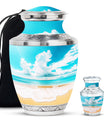 Beach Theme Large Urn With 1 Keepsake Urn