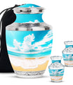 Beach Theme Large Urn With 2 Keepsake Urn