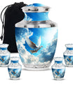 Dove Theme Large Urn With 4 Keepsake Urn