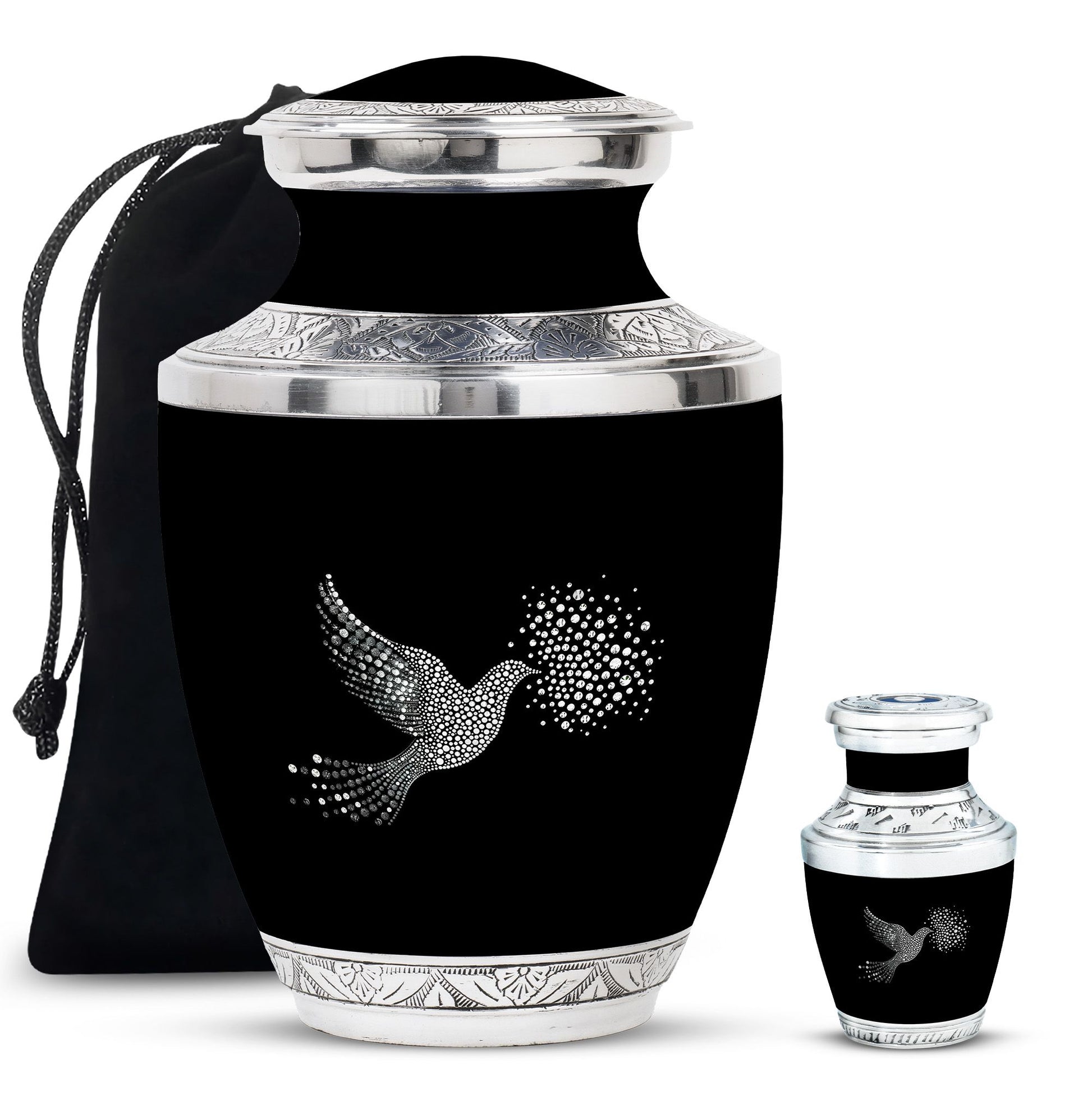 Dove Theme Large Urn With 1 Keepsake Urn