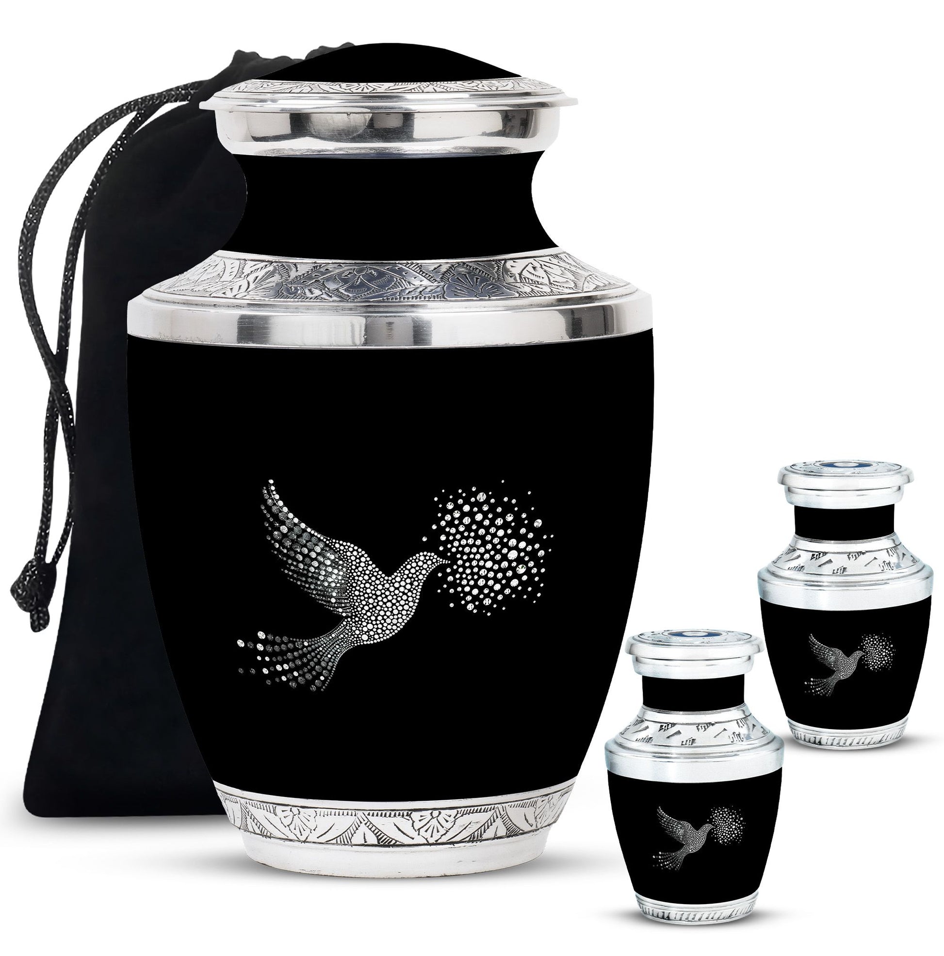 Dove Theme Large Urn With 2 Keepsake Urn