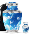 Dove Theme Large Urn With 1 Keepsake Urn