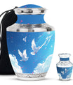 Dove Theme Large Urn With 1 Keepsake Urn