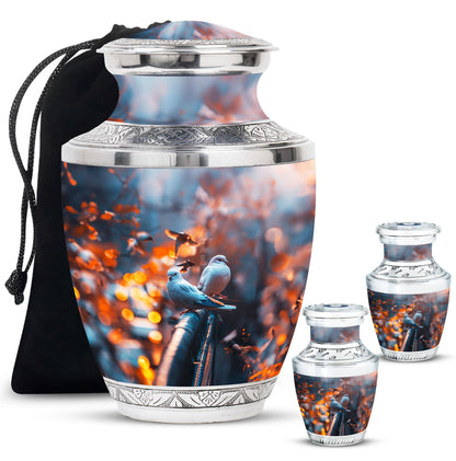Dove Theme Large Urn With 2 Keepsake Urn