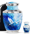 Dove Theme Large Urn With 1 Keepsake Urn