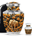 Elephant Theme Large Urn With 1 Keepsake Urn