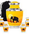 Elephant Theme Large Urn With 4 Keepsake Urn
