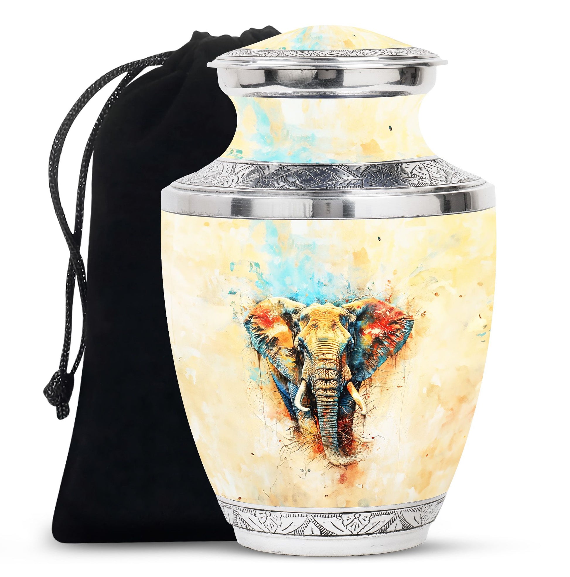 Elephant Theme Large Urn 10 Inch
