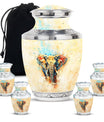 Elephant Theme Large Urn With 4 Keepsake Urn